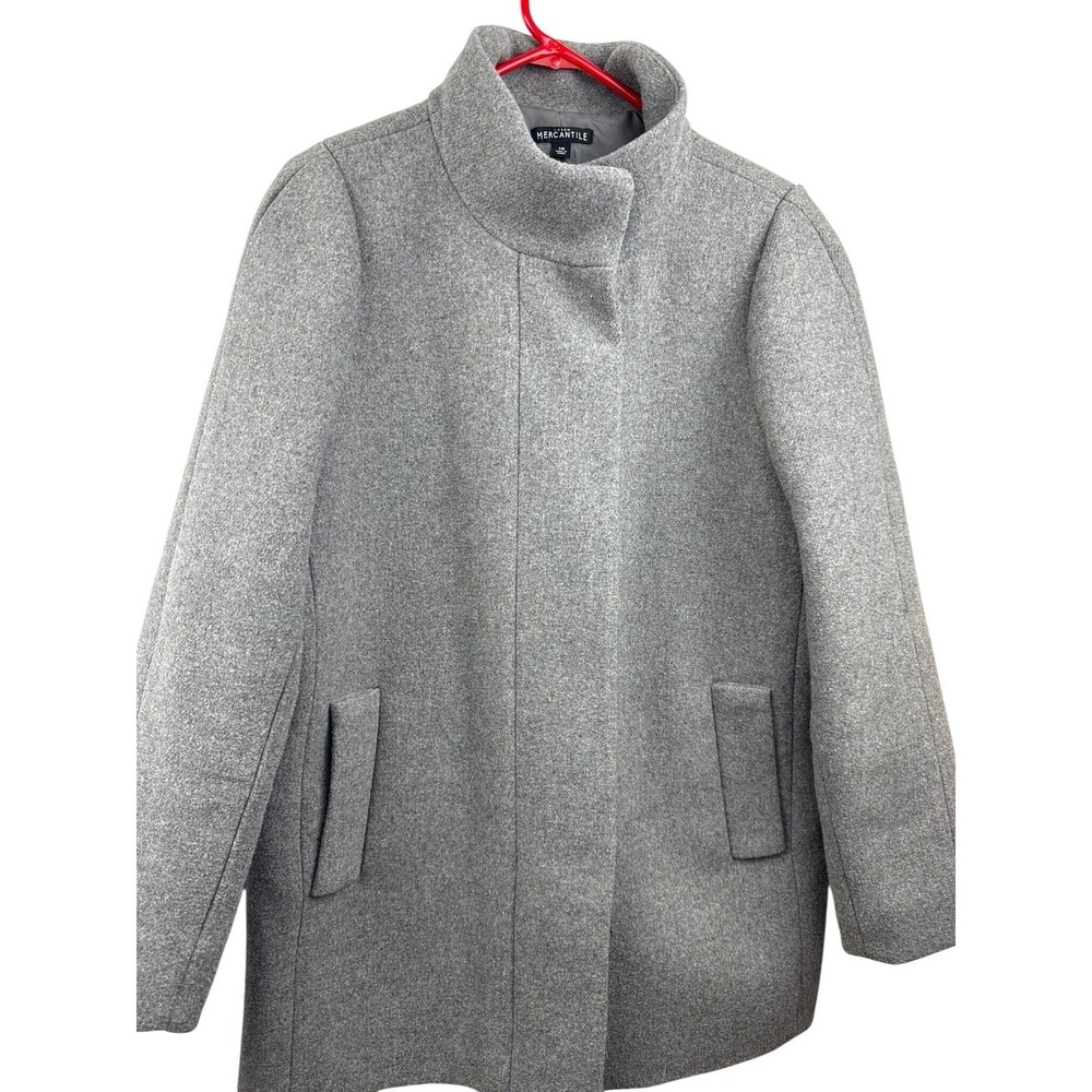 J.Crew Mercantile Womens Gray Wool Blend Funnel Neck City Coat Jacket Size 10